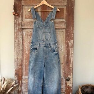 Free People Good Luck Barrel Overalls - Ultra Light Beam Small